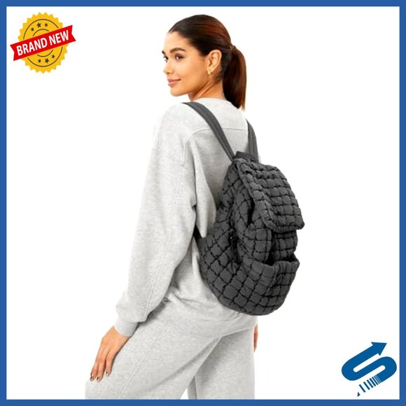 Lightweight Quilted Backpack 18L Capacity Travel Gym Bag Drawstring Pockets main image 5